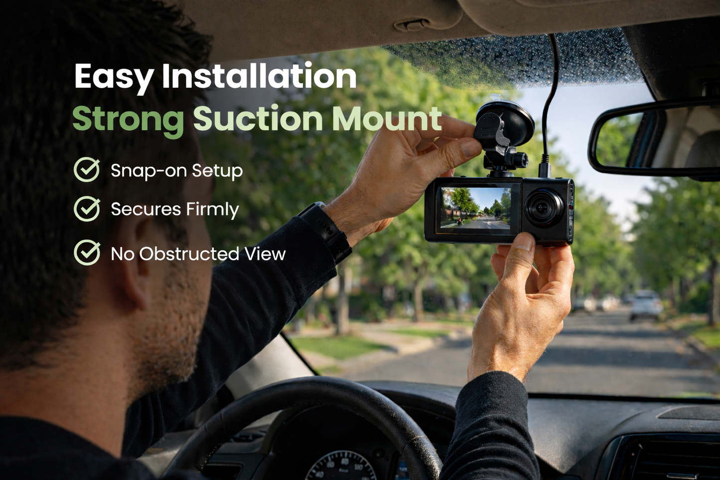 1080P Dash Cam for Car — Front & Rear Camera Night Vision Loop Recording G-Sensor — Ships from USA