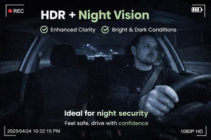 1080P Dash Cam for Car — Front & Rear Camera Night Vision Loop Recording G-Sensor — Ships from USA